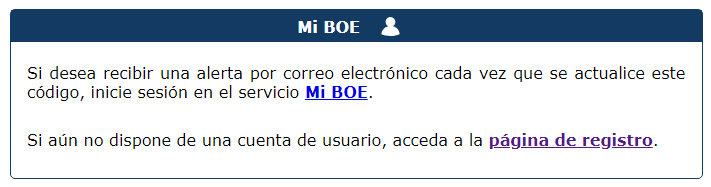 captura de pantalla del aviso de inicio de sesión en Mi BOE