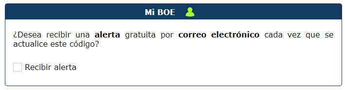 captura de pantalla de la suscripción a la alerta de actualización de un código