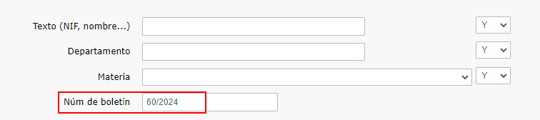 Se escribe en NÚMERO DE BOLETÍN '60/2024'
